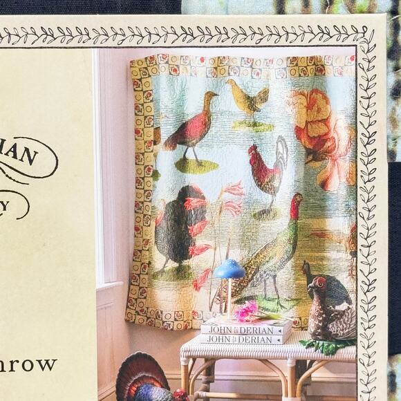 John Derian Bird Collage Quilt 70” x 50” Quilted Throw Blanket NEW - Picture 4 of 6